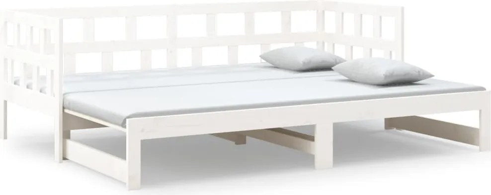vidaXL fehér tömör fenyőfa kihúzható kanapéágy 2 x (80 x 200) cm