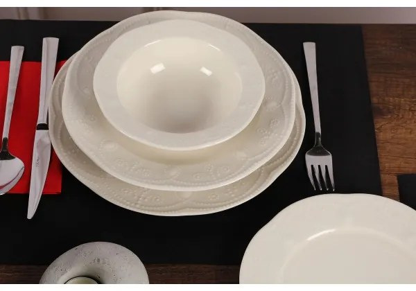 24 darabos fehér porcelán étkészlet