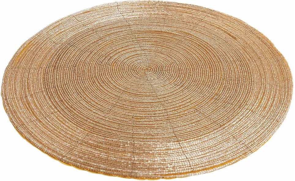 SHINE ON étkezési alátét gyöngyökkel, arany Ø35cm