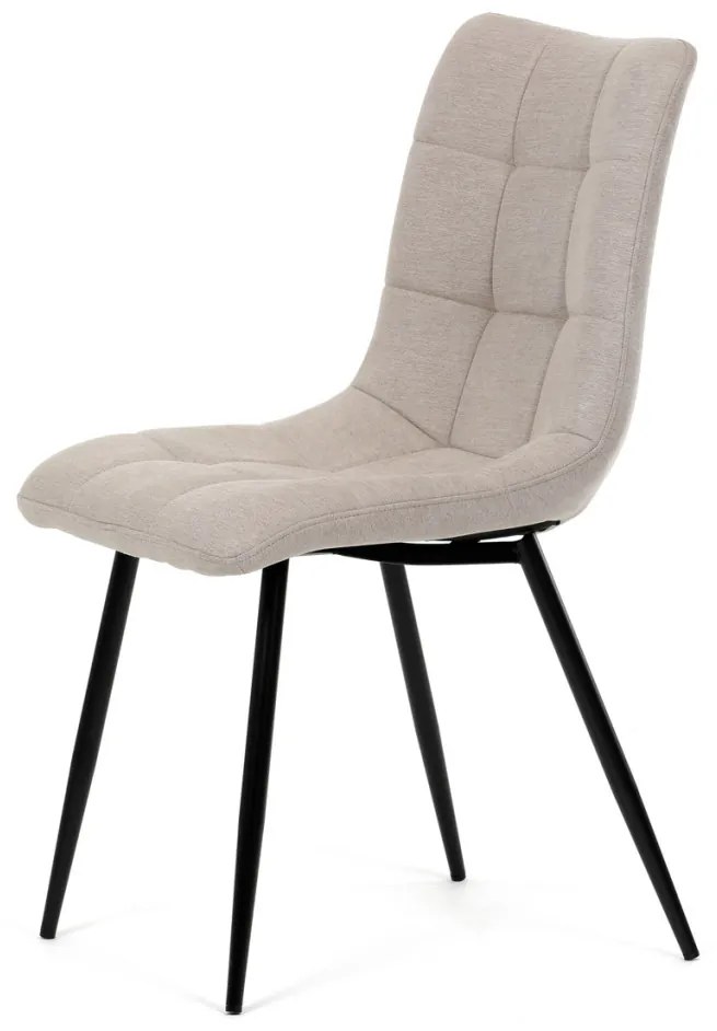 Scaun de sufragerie, material cappuccino, picioare din metal negru