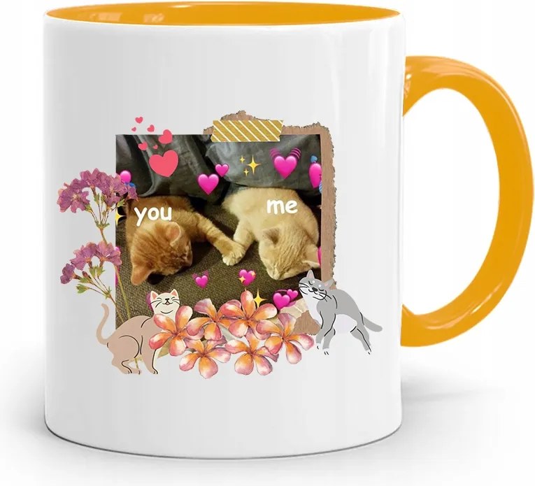 Sárga Bögre Ajándék Lányoknak You & Me fényképes nyomtatással