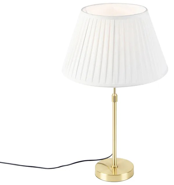 Asztali lámpa arany/bronz színű, redőzött árnyékolóval krém színben 35 cm - Parte