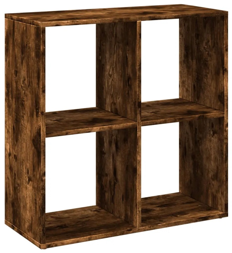füstös tölgy szerelt fa elválasztó könyvespolc 69,5x29x69,5 cm