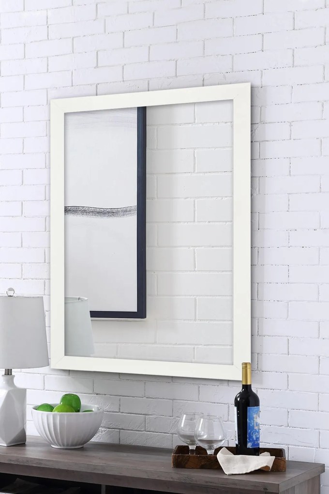 Framed tükör, fehér, 40×55 cm