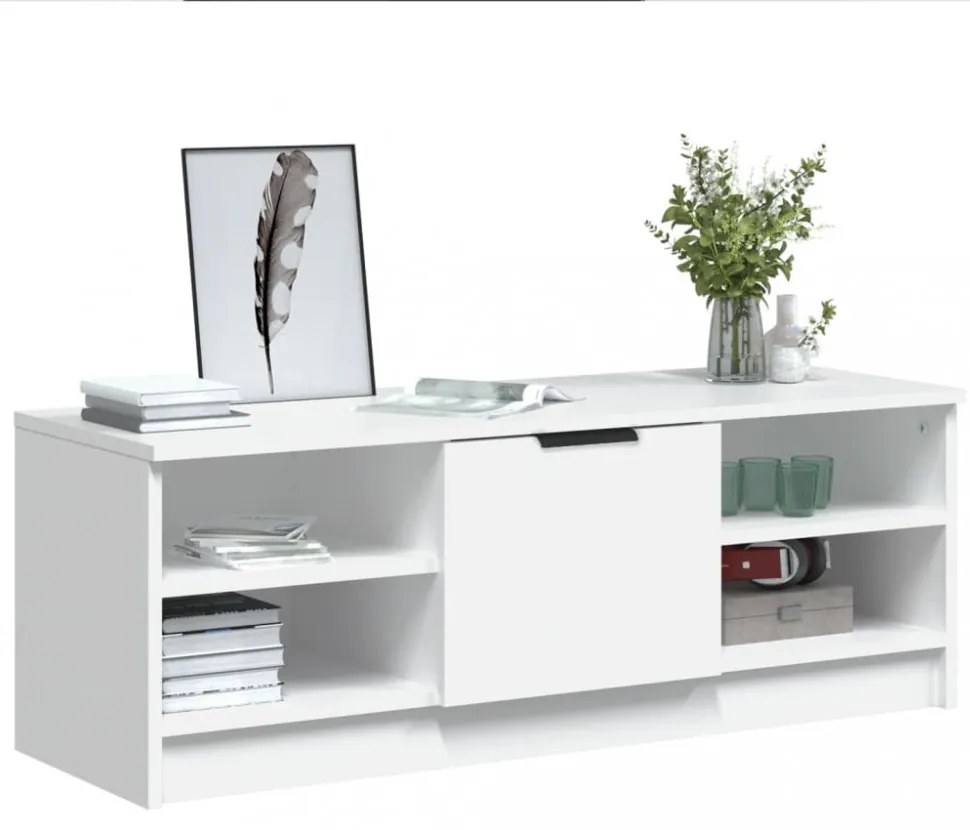 fehér szerelt fa TV-szekrény 102 x 35,5 x 36,5 cm