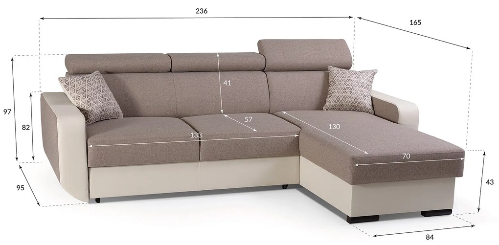 Sarokkanapé Istar (barna + bézs) (B). 630072