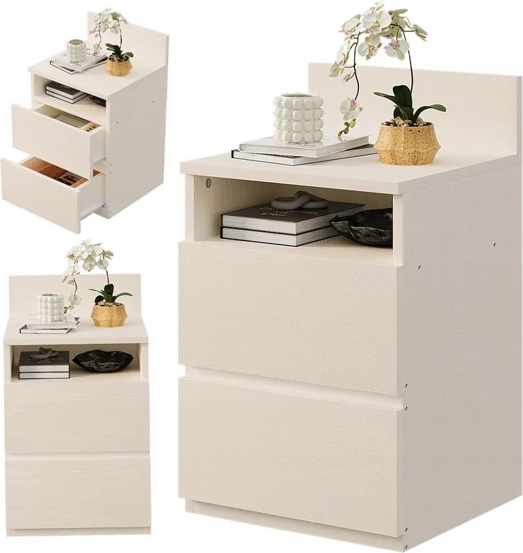 Éjjeliszekrény Hálószoba Nappali 2 Fiókos Loft Fehér Modern