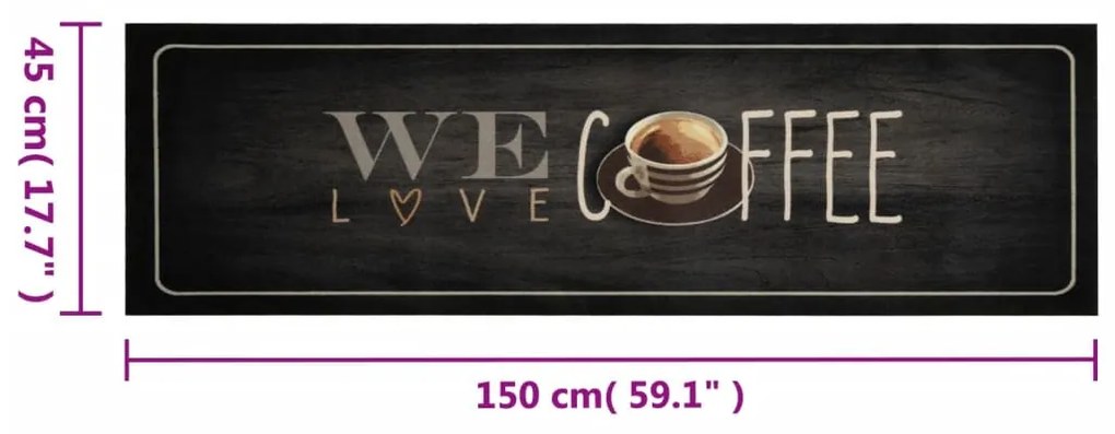 kávé feliratos mosható bársony konyhaszőnyeg 45 x 150 cm