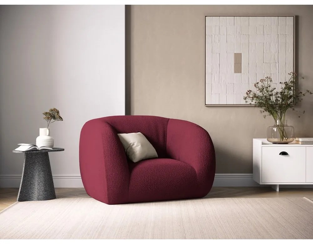 Borvörös buklé fotel Essen – Cosmopolitan Design