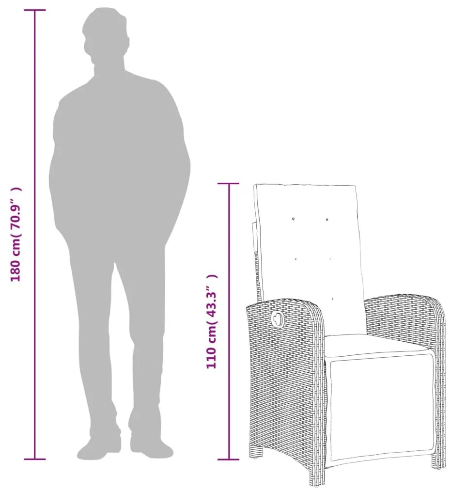 vidaXL 3 részes bézs polyrattan bisztrógarnitúra párnával