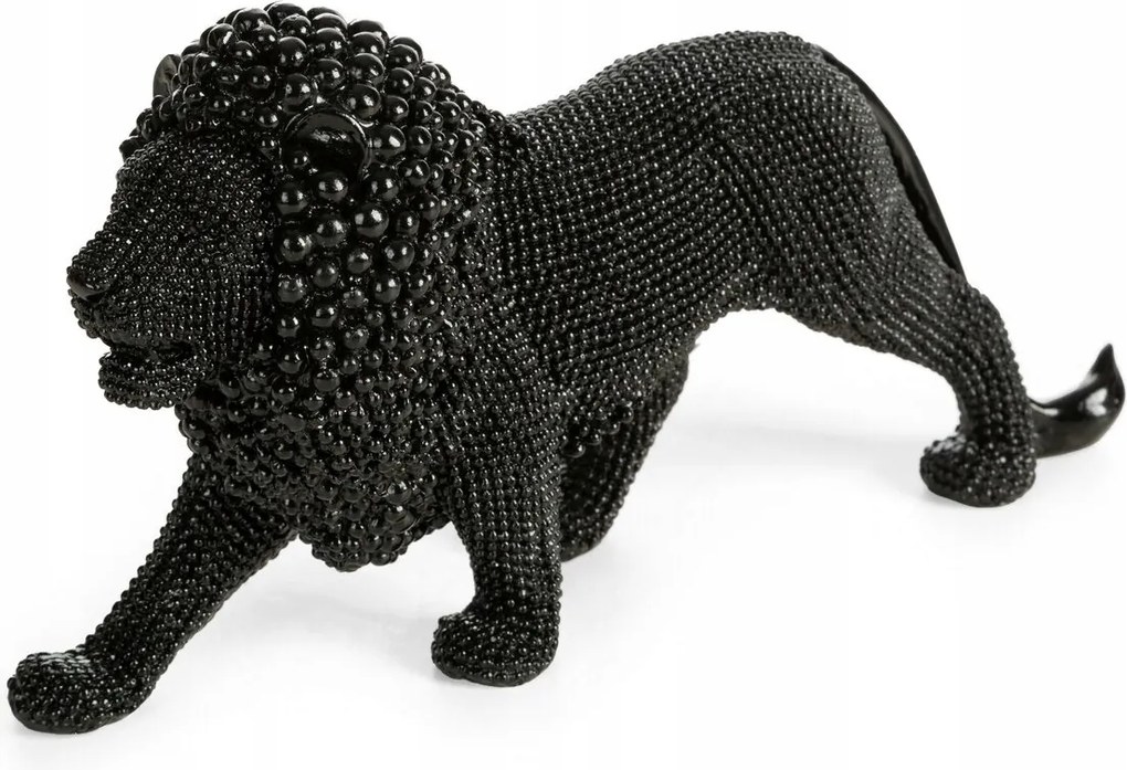 Poliészter műgyanta figura Oroszlán 23 x 6 x 12 cm fekete