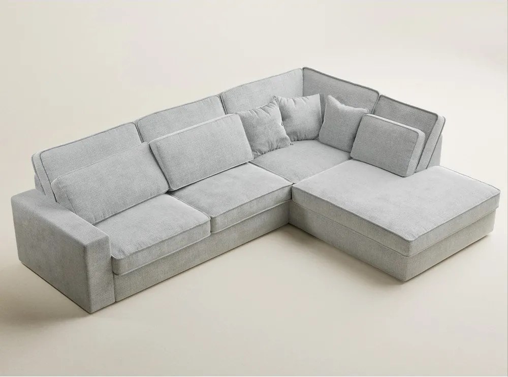 Világosszürke zsenília sarokkanapé (jobb oldali-L alakú) Kirou – Maison de Rêve