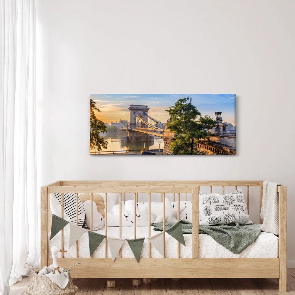 Kép - Híd a folyón, Budapest, Magyarország (120x50 cm)