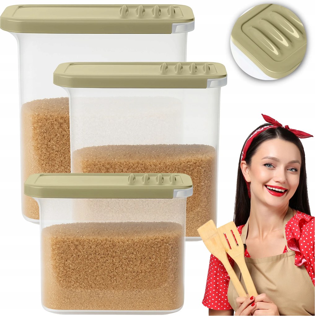 Ételtároló Edények Ömlesztett Termékek 1/1,5/2,5 L Műanyag Liszt Tészta