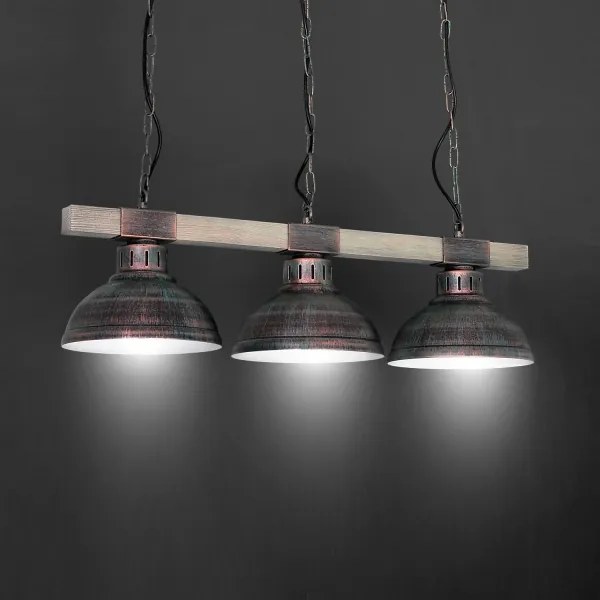 Csillár láncon HAKON 3xE27/60W/230V patina