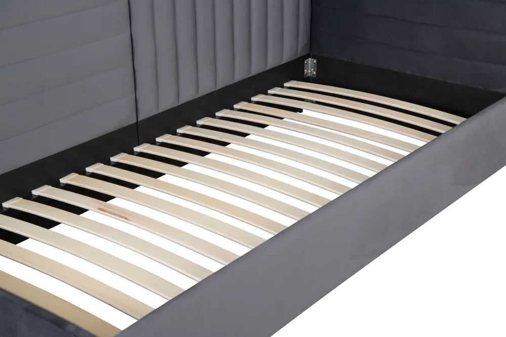 Ágy ágyráccsal, 90x200, szürke Velvet szövet, MEVIA