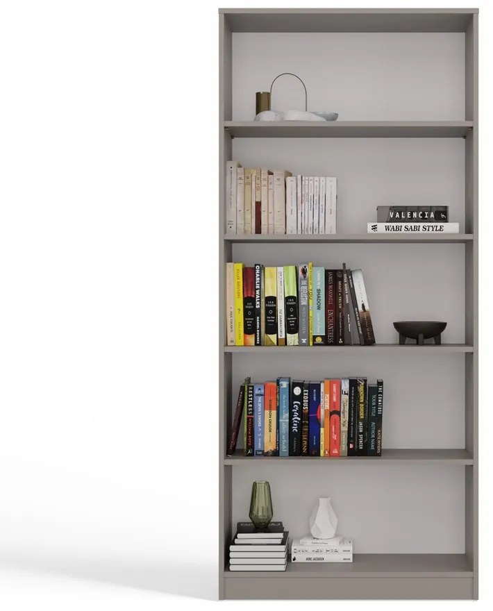 Faenza R80 polcos szekrény, könyvtartó, 80x182x30 cm, agyag színű