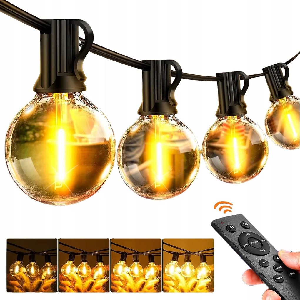 Kerti fényfüzér 20M 37X Led izzó Lánc