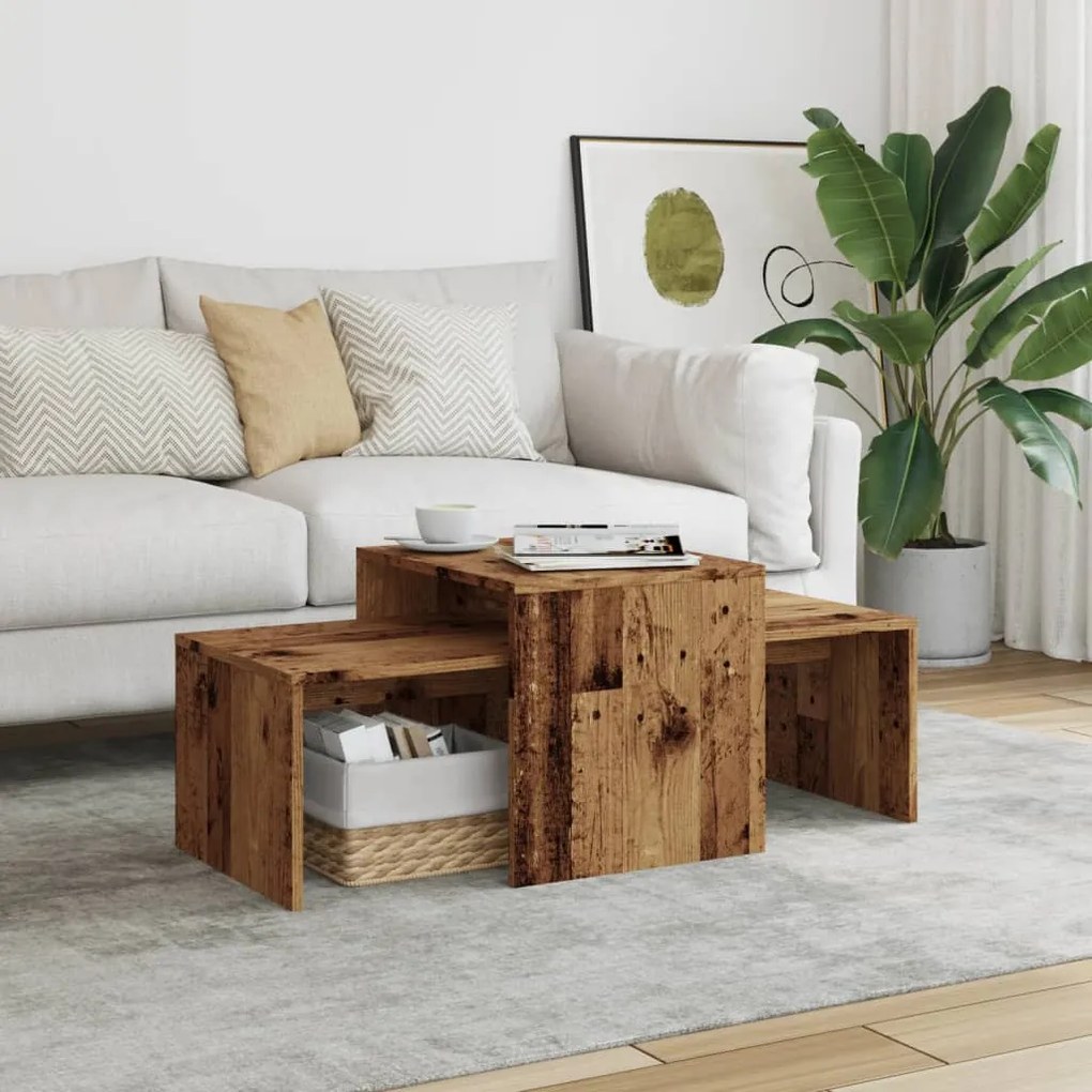 Antik fa színű szerelt fa dohányzóasztal 100 x 48 x 40 cm