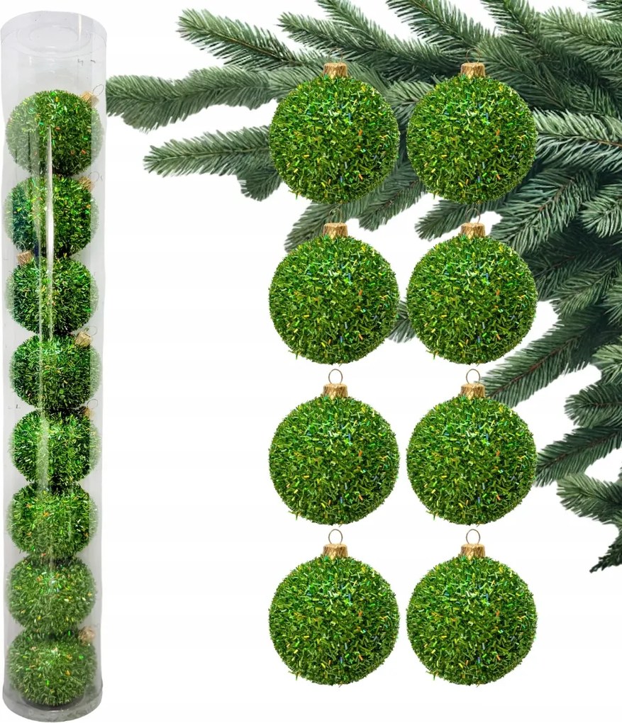 Holo Zöld Karácsonyfa Bombák Karácsonyfa Buborékok 8 db-os karácsonyfa gömb szett