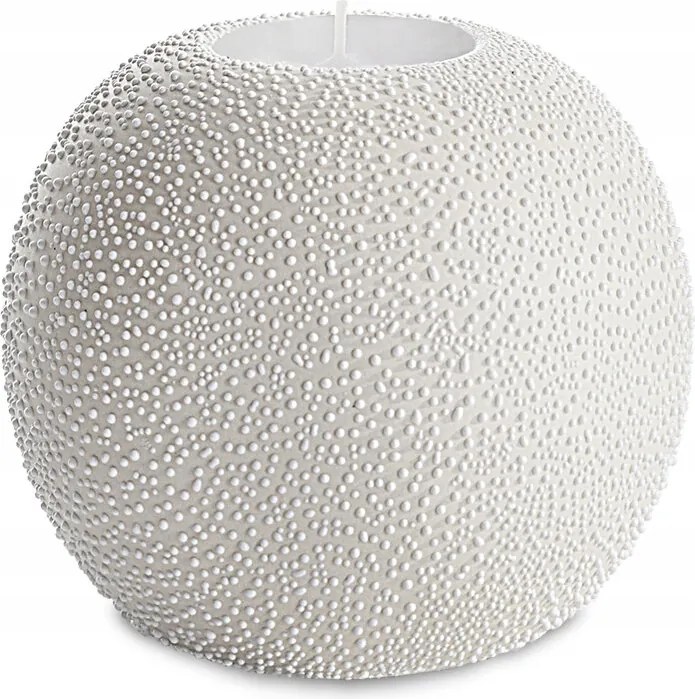 Dekorációs gyertyatartó Riso 9x8 krémszínű gömb alakú, harmatcsepp hatású