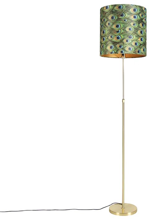 Állólámpa arany/bronz bársony árnyékolóval páva 40/40 cm - Parte