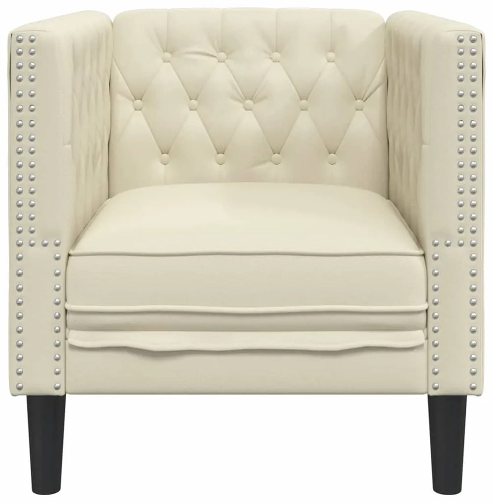 krémszínű műbőr Chesterfield kanapéfotel