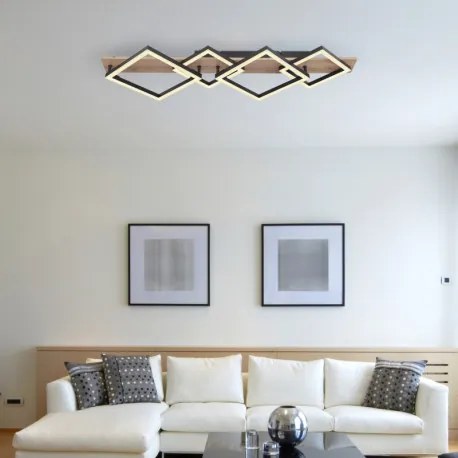 Globo 67294D3 Mennyezeti lámpa fém fekete matt, MDF fa sötét, műanyag fekete matt, műanyag fehér, HxSzxM: 820x310x85mm, LED 30W 230V, 3350lm forrás, 1700lm kimenet, 3000K