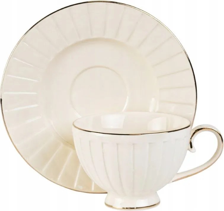 Lisszabon Csésze Csészealjjal 1+1 230ml Ekrü Finom Ajándék