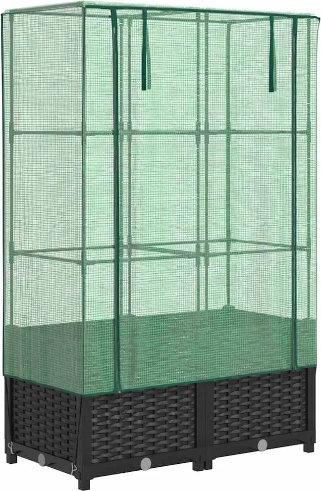 vidaXL rattan megjelenésű magaságyás melegháztakaróval 80x40x138 cm