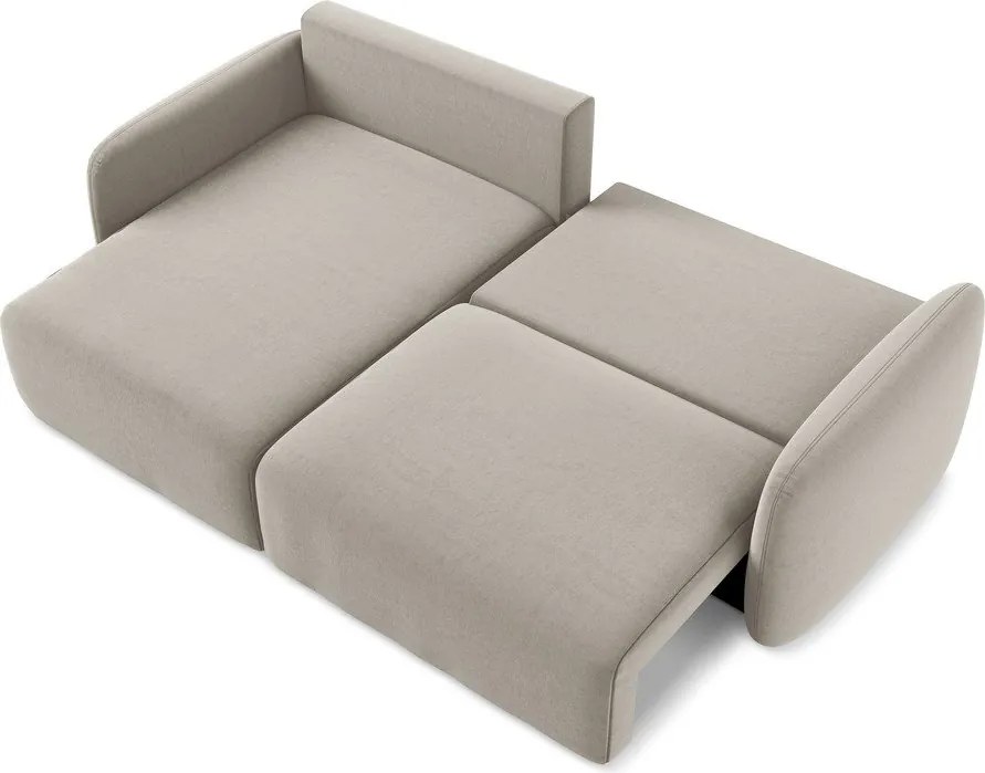 Szürkésbarna bársony kinyitható-tárolóhelyes sarokkanapé (bal oldali-heverő résszel) Kalena – Makamii