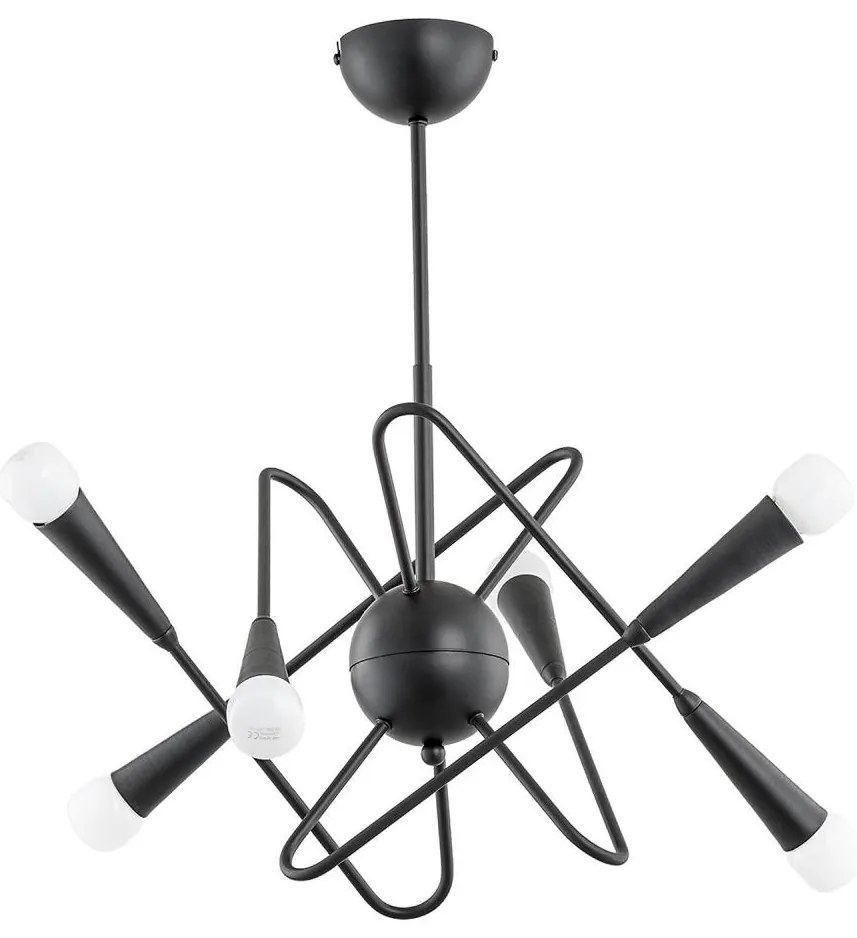 Csillár rúdon APPER 6xE14/10W/230V fekete