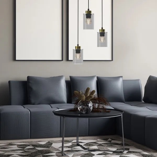 Csillár zsinóron CHIC 3xE27/60W/230V fekete/szürke