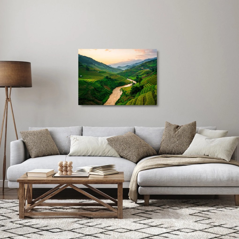 Üveg kép - Rizsteraszok II. (70x50 cm)