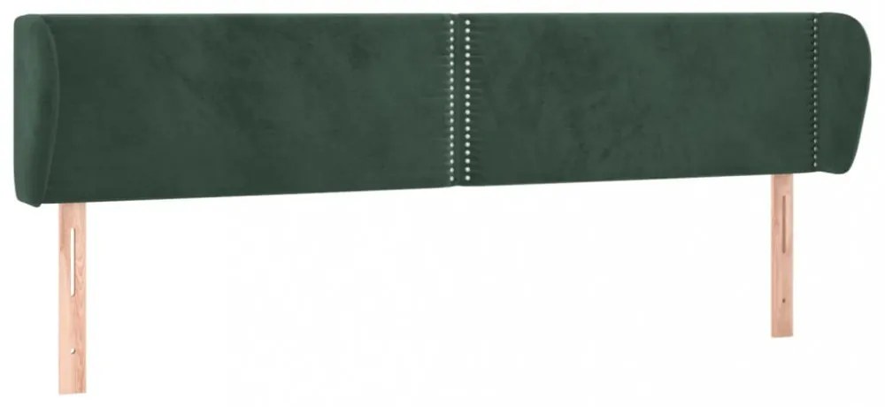 sötétzöld bársony fejtámla szárnyakkal 203x23x78/88 cm