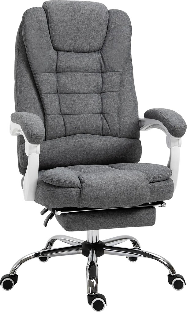Vinsetto Ergonomikus Irodai Szék Kartámaszokkal, Lábpihentetővel, Magasságban Állítható Forgószék, Párnázott Számítógépes Szék, Szürke | Aosom