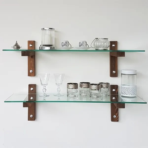 KÉSZLET 2x Fali polc 25x85 cm fenyő/átlátszó