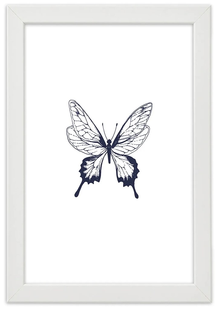 Gario Poszter rajzolt pillangó A keret színe: Fekete, Méret: 20 x 30 cm