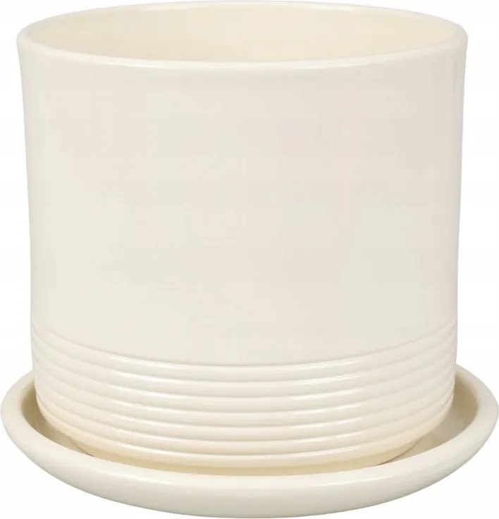 Kerámia kaspó állvánnyal krémszínű kpl 17x16 cm