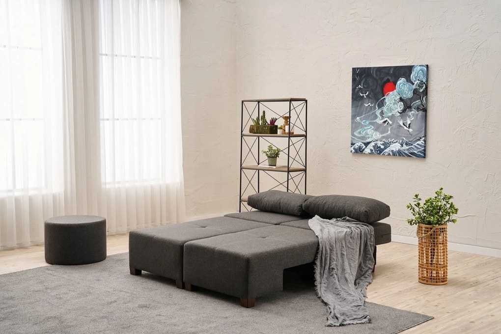 3 személyes kanapéágy Perenna Linen - Antracit