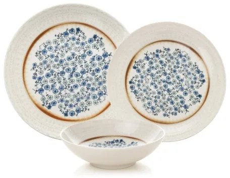 24 darabos étkészlet kék/bézs/porcelán