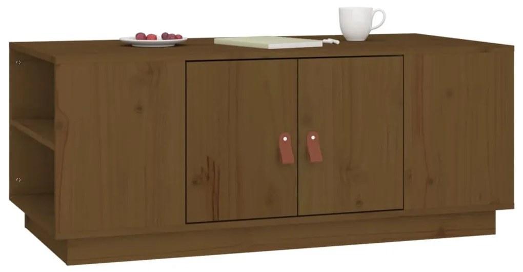 Mézbarna tömör fenyőfa dohányzóasztal 100 x 50 x 41 cm
