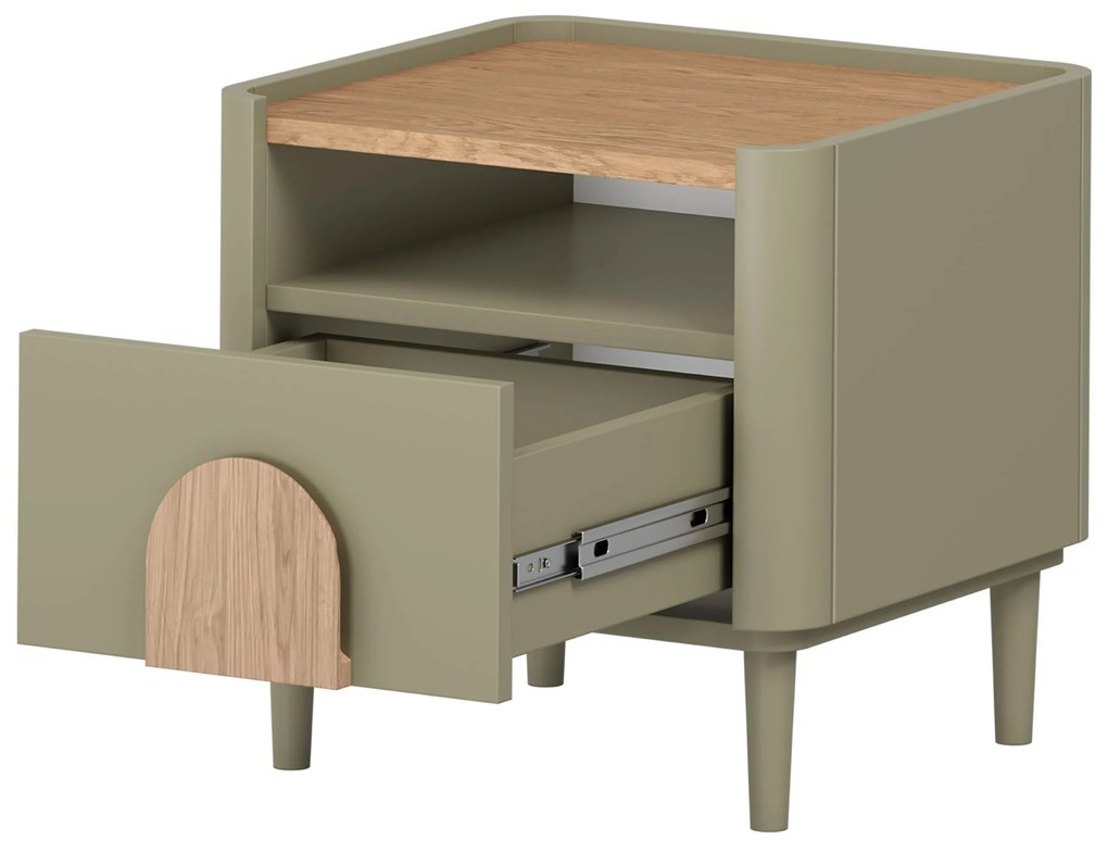 Amilio éjjeliszekrény 50 cm - eukaliptusz / baltic tölgy / natúr tölgy fogantyú