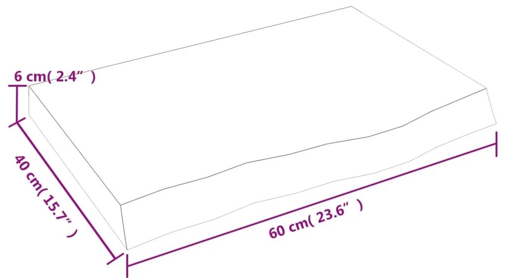 sötétbarna kezelt tömör tölgyfa fali polc 60x40x(2-6) cm