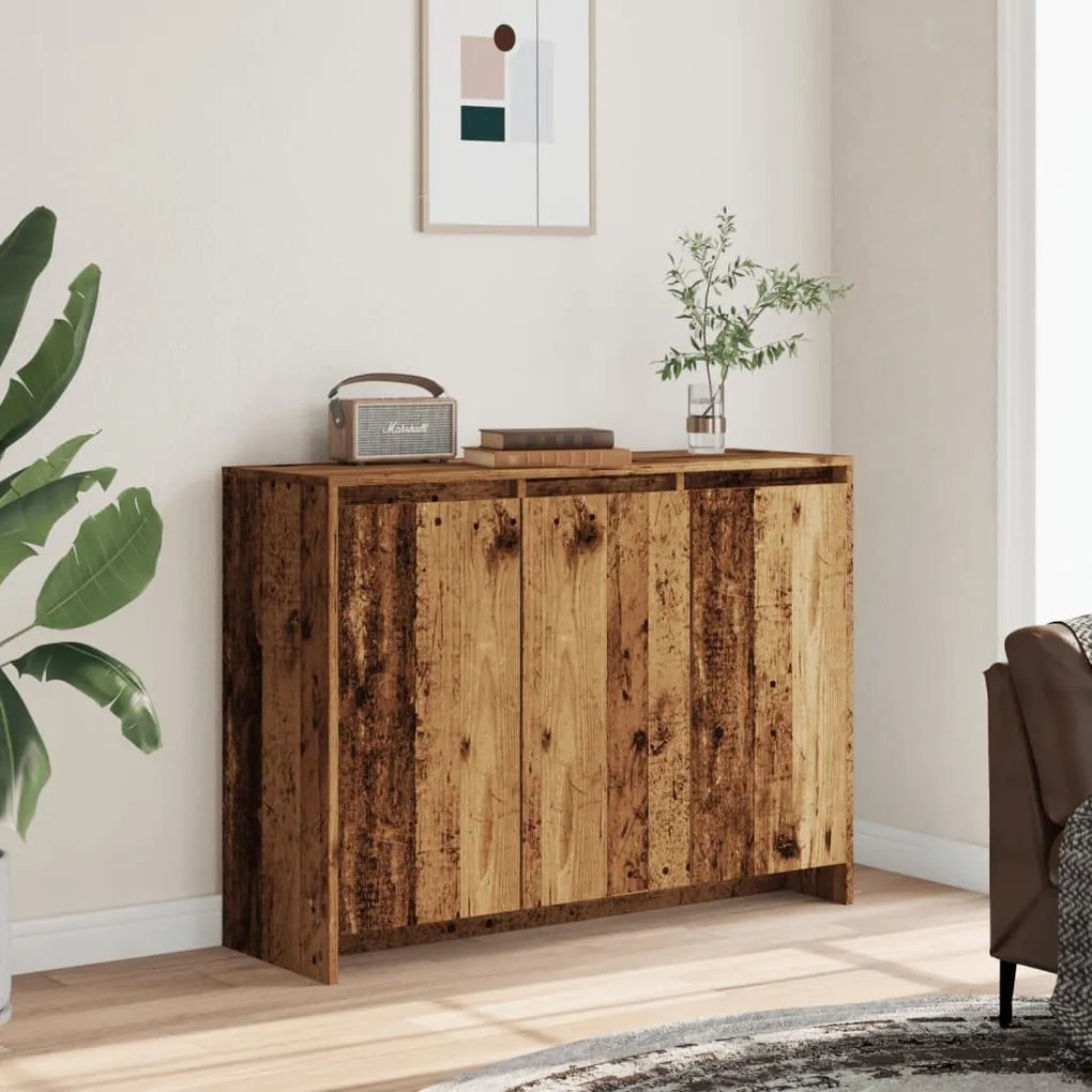 antik fa színű szerelt fa tálalószekrény 102 x 33 x 75 cm