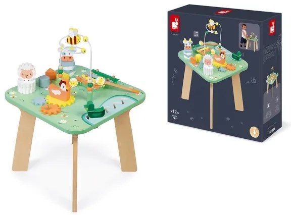 Janod - Interaktív gyerekasztal rét mintával