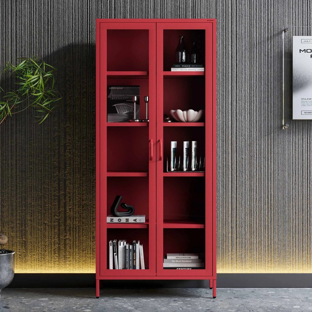 ANGELO vitrin, 800 x 1850 x 450 mm, Modern: piros