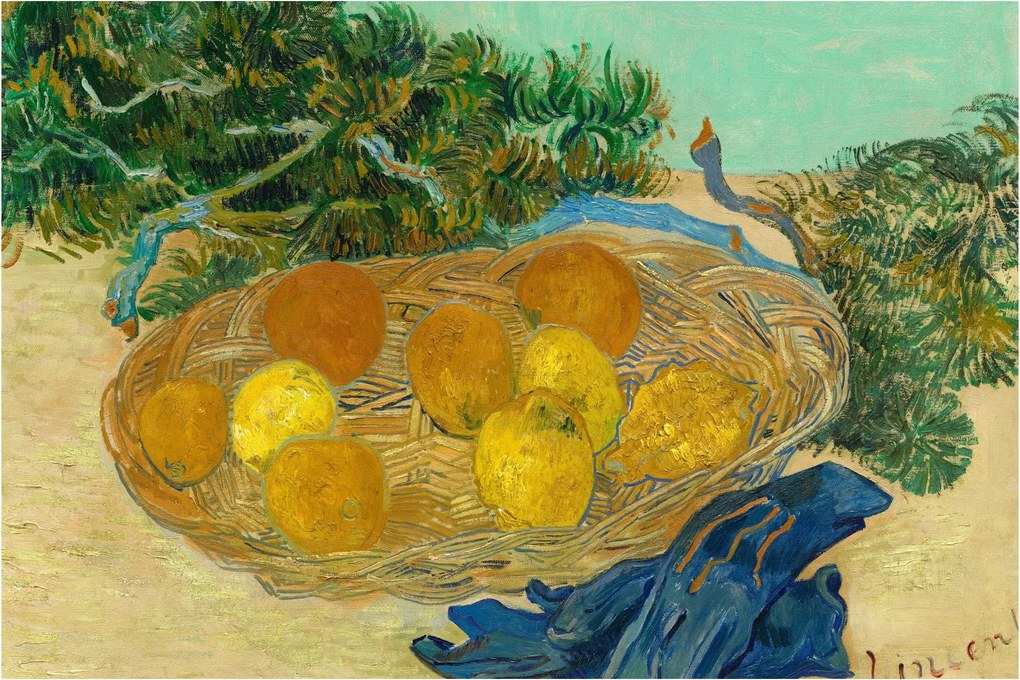 Kép - Vincent van Gogh, Still Life of Oranges and Lemons with Blue Gloves, reprodukciók (90x60 cm)