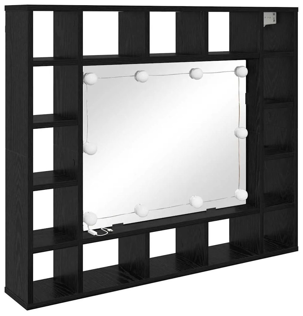 Tükörszekrény polcokkal Musta tammi 91 x 15 x 76.5 cm Faanyag