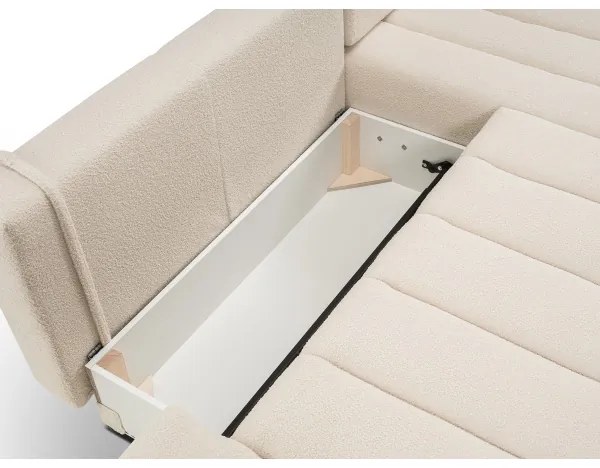 DESIO L-alakú, jobbos kihúzható sarokkanapé tárolóval, bézs